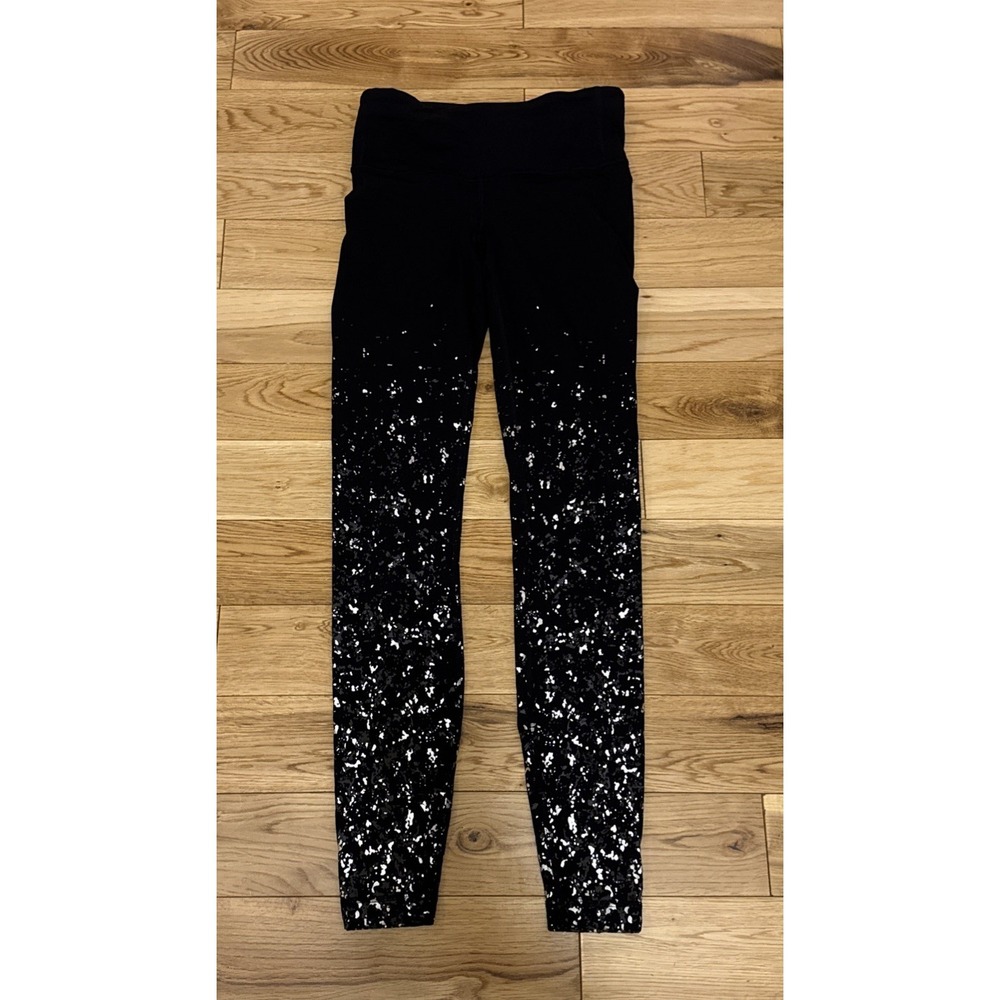 Lululemon Black Speckle‎ Shine Speed Wunder Tight Leggings Women's Size 4 - Picture 7 of 7